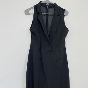 Missguided Sheer Black Tuxedo Style Jumpsuit